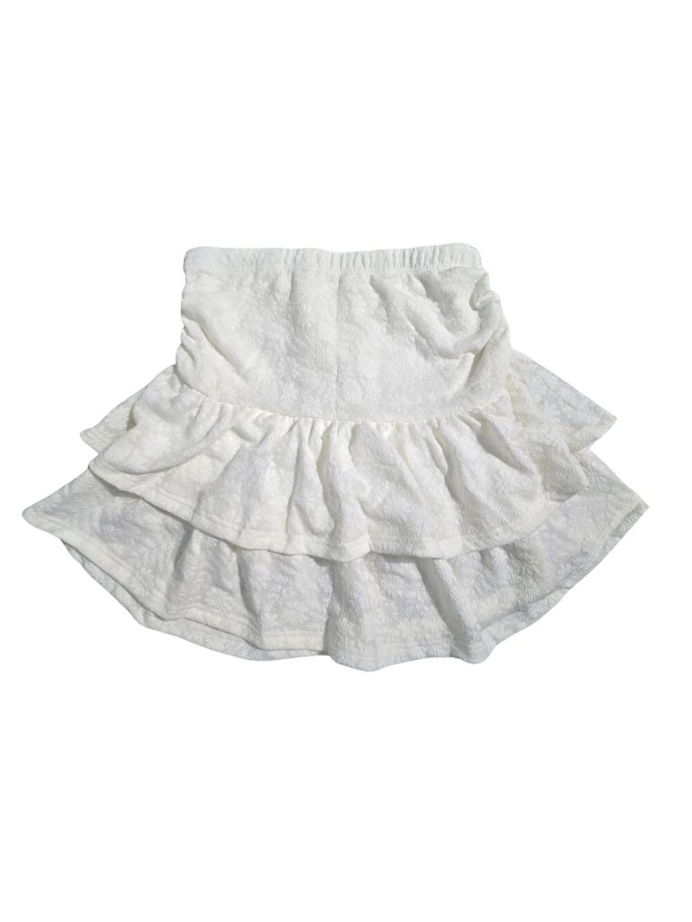 NWOT | Off-White Cream Floral Burnout Tiered Ruffle Mini Skirt Jacquard | Medium